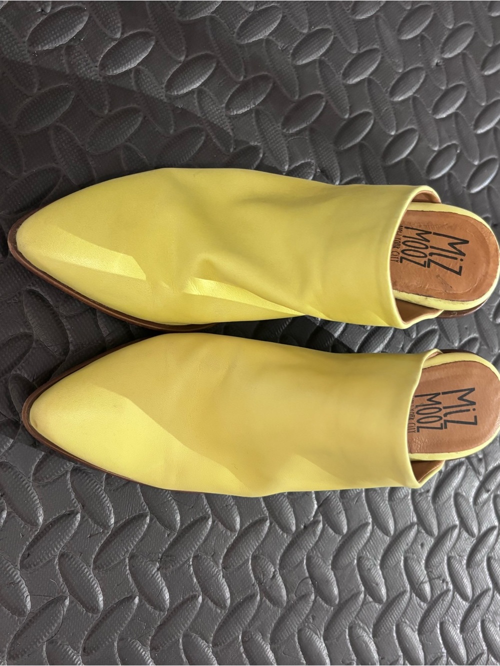Miz Mooz Bright Yellow Pointed Leather Mules